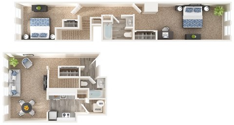 Floor plan for 2 beds, 2 baths, 1193 sqft